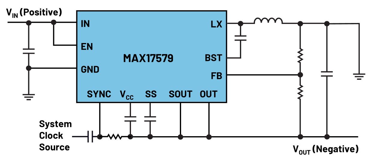 图3.MAX17579设计为反相降压-升压稳压器.JPG