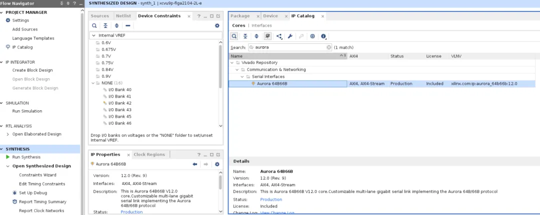 图 1：Vivado IP 目录中的 Aurora 64B66B.png