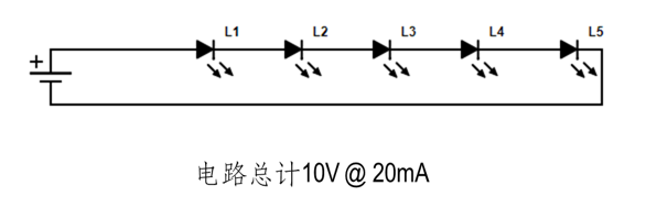 各串联元件具有相同的电流，但电压存在波动