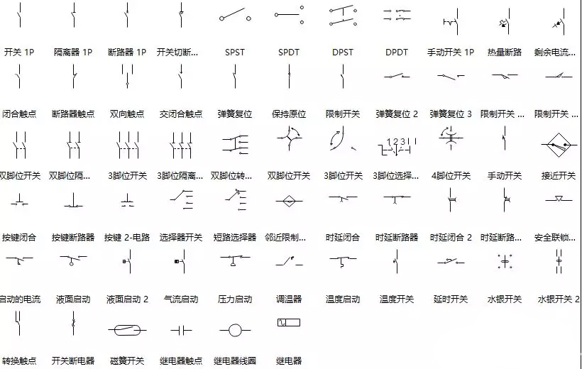 开关和继电器符号