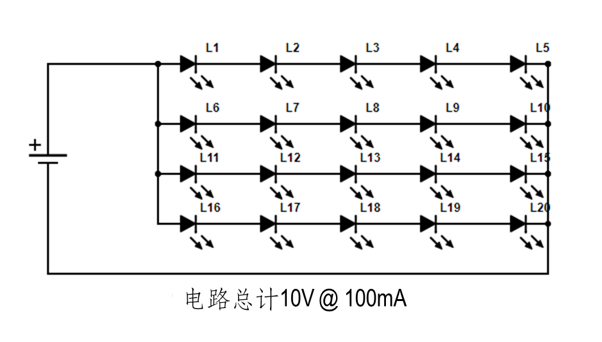 大多数LED照明都使用串并联组合